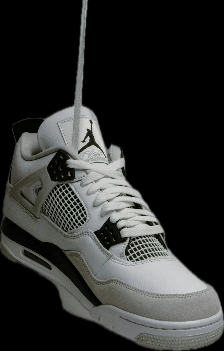 Air Jordan 4 hanging by its laces
